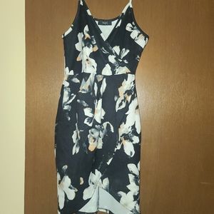 Navy blue floral dress midi